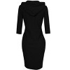 Women Casual Cotton Pullover Stripe Pocket Slim Keen Length Pullover Hoodie Dress - 3 of 4