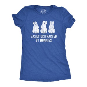 Womens Easily Distracted By Bunnies T shirt Funny Rabbit Party Gift for Basket - Crazy Dog Women's T Shirt - 1 of 4