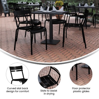 Nash Black Steel Armless Stackable Indoor-Outdoor Chairs, Set of 4