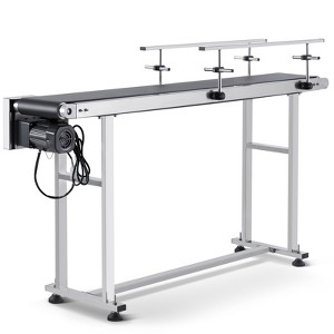 VEVOR Belt Conveyor, 59 x 7.8 inch Conveyor Table, Heavy Duty Stainless Steel Motorized Belt Conveyor, Silver(Double Guardrail) - 1 of 4