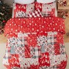 Christmas Duvet Cover Set, Reversible Red Print, Soft Microfiber, 3-Piece with 2 Pillow Shams, Button Closure, 8 Corner Ties - 3 of 4