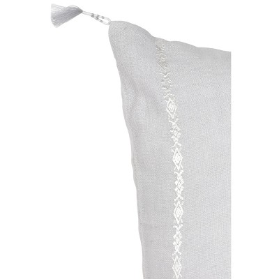 Light Grey and White Embroidered Cotton Polyester Pillow Cover