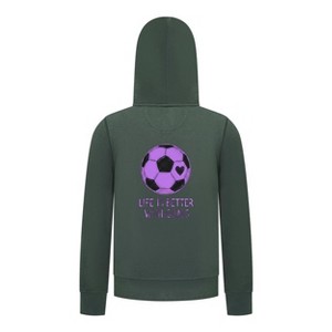 Everyday Kids Sports Collection Life-Is-Better-With-Goals Soccer Girls Zip Up Hoodie – Purple Heart Ball Graphic Sweatshirt - 1 of 4