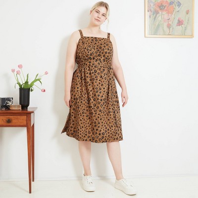 brown plus size dress