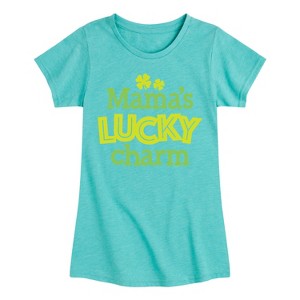 Girls' - Instant Message - St. Patrick's Day Mama's Lucky Charm Fitted Short Sleeve Graphic T-Shirt - 1 of 4