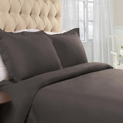 Twin Charcoal Flannel Cotton Duvet Cover Set with Pillow Shams