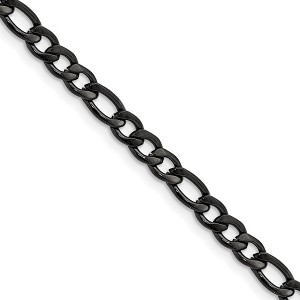 Chisel Stainless Steel Polished Black IP-plated 4.5mm 20" Figaro Chain Necklace - 1 of 4
