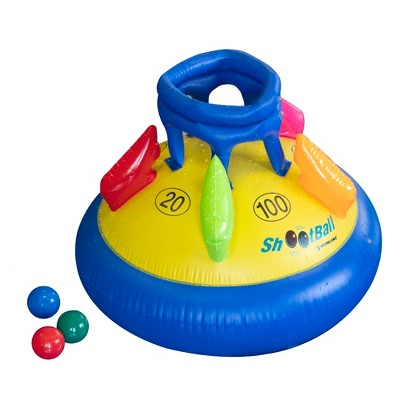 Swimline 28" Inflatable Multi-Port Shootball Floating Pool Game with Three Balls - Blue/Yellow