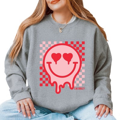 Simply Sage Market S.W.Smiley Valentine Smiley Checkered Sweatshirt