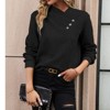 Women's Button Detail Pullover Sweatshirt Long Sleeve Casual Top - 3 of 4