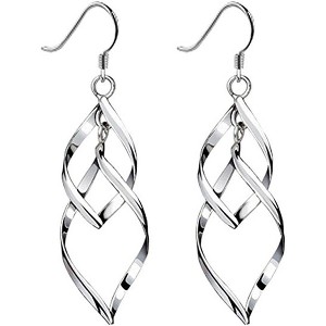 Rotating Sterling Silver Hoop Earrings: Elegant Dangle Hoops for Women - 1 of 4