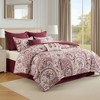 8Pcs BIAB Paisley Print Solid Plum Reverse Comforter Set, Ultra Soft Microfiber Bedding Set with Matching Shams, Pillows and Bedskirt - 2 of 4