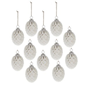 GlasFlength Tree Ornaments Modern Glass Ball Set Simple Elegant Design for Christmas Tree Home Decor Indoor Outdoor, White, 4.2"*4.2"*4.2" - 1 of 4