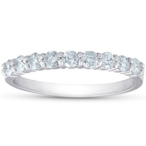 Pompeii3 1/2ct Diamond 9-Stone Womens Wedding Ring 14k White Gold - 1 of 4