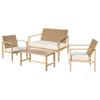 Bestier 4 Pieces Metal Patio Furniture Set, Outdoor Rattan Patio Conversation Sets with Soft Cushion for Garden, Backyard, Porch, Poolside - 2 of 4