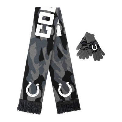 NFL Indianapolis Colts Black Camo Knit Glove & Scarf Set