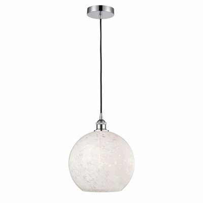 White Mouchette - 1 Light Cord Hung Pendant In Modern Style-13.5 Inches Tall and 12 Inches Wide
