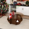 GDFStudio Cyra Farmhouse Wooden Storage Round Coffee Table with Tempered Glass Top and 4-Tier Shelves - 2 of 4