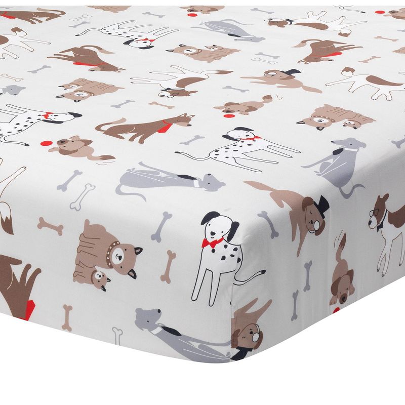 Lambs & Ivy Bow Wow Gray/Tan Dog/Puppy Nursery 4-Piece Baby Crib Bedding Set, 4 of 11
