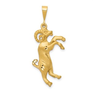 Black Bow Jewelry 14k Yellow Gold Large Aries the Ram Zodiac Pendant - 1 of 4