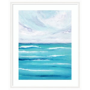 Kate and Laurel Framed Art Evening Ocean Waves by Nikita Jariwala, 35x43, Oliver White Narrow - 1 of 4
