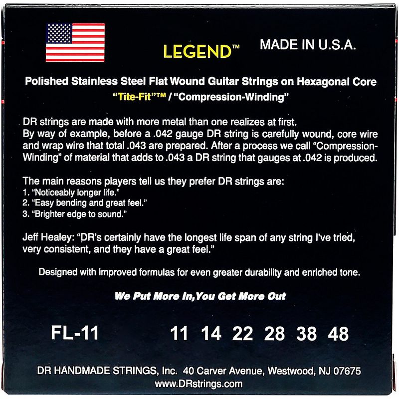 DR Strings Legend Extra Life Flatwound Electric Guitar Strings, 2 of 4