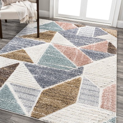 Aileen Geometric Scandi Colorblock Carved Area Rug - JONATHAN Y