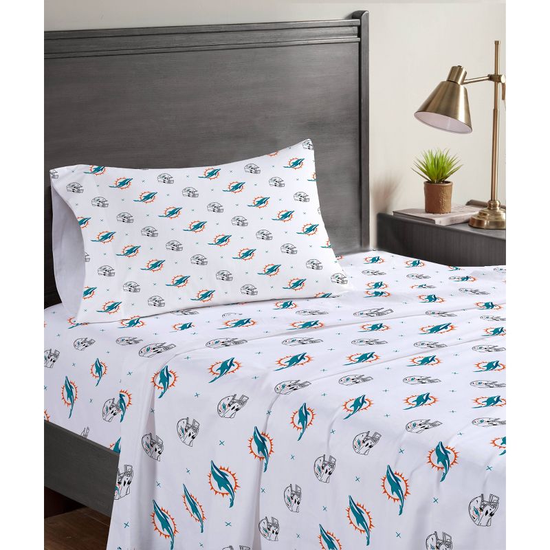 NFL Miami Dolphins Small X Twin Sheet Set - 3pc, 1 of 4