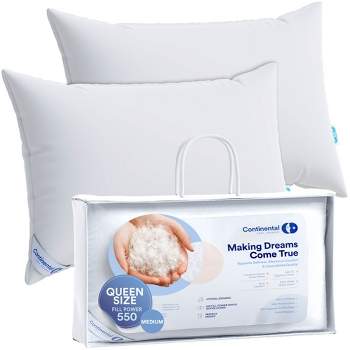 Continental Bedding - 550 Fill Power Medium Goose Down Pillow - Size - Pack of 2