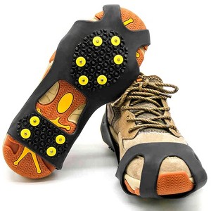 LakeForest"Ice Snow Grips Anti-Slip Shoe Spikes with 10 Steel Studs – Portable Boot Traction Cleats for Ice"Black - 1 of 4