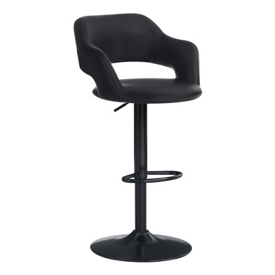 Monarch Specialties Bar Stool Swivel Bar Height Adjustable Metal Pu Leather Look Black Contemporary Modern