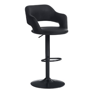 Monarch Specialties Bar Stool Swivel Bar Height Adjustable Metal Pu Leather Look Black Contemporary Modern - 1 of 4