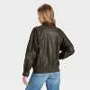 Women's Relaxed Faux Leather Bomber Jacket - Universal Thread™ Black - 2 of 3