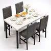 Hooseng Modern Style 5-Piece Dining Room Table And Chairs Set, Faux Marble MDF Table Top and Velvet Upholstered Chairs Dining Table Set for 4 - 4 of 4