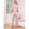 cheibear Women's Long Sleeve Button Down Notched Collar Soft Pajamas Set - 3 of 4