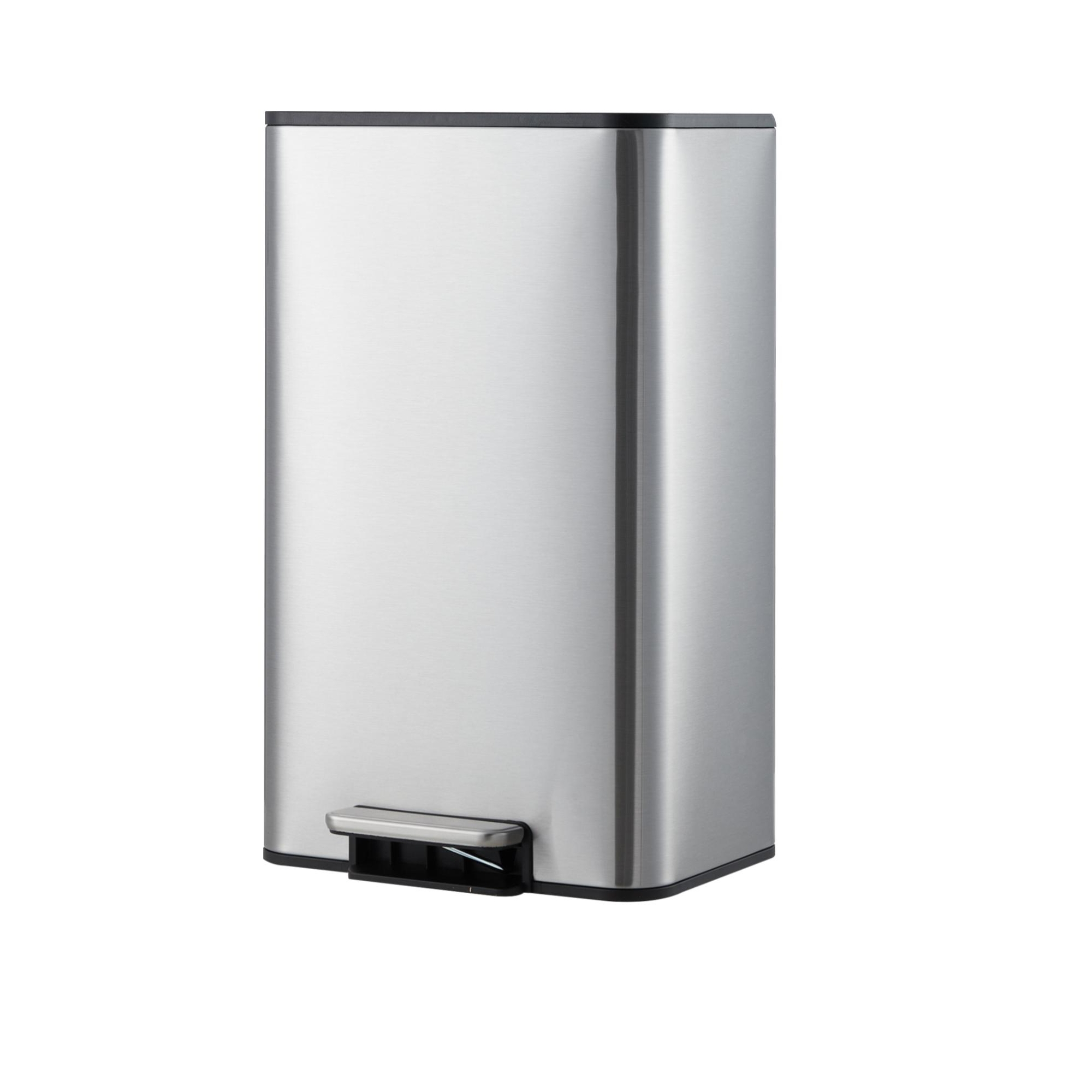 4.8 Gal/18 L Trash Can, Stainless Steel Rectangular Step Garbage Can with Soft-Close Lid & Removable Inner Bucket for Bathroom Home Office, Silver