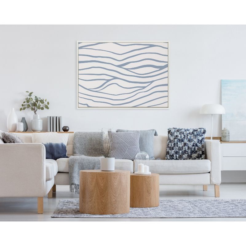 Kate & Laurel All Things Decor Sylvie Simple Elegant Coastal Waves Framed Canvas Wall Art by The Creative Bunch Studio White, 5 of 7