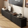 FUFU&GAGA Wave Pattern Black TV Console Multifunctional Storage Hidden Cable Manager - 3 of 4