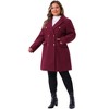 Agnes Orinda Women's Plus Size Double Breasted Notch Lapel Pocket Long Trench Pea Coats - 3 of 4