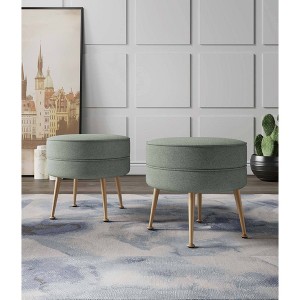 Manhattan Comfort Set of 2 Bailey Woven Polyester Blend Upholstered Ottoman - 1 of 4