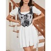 Acekool Women’s Vintage Floral Corset Lace-Up Vest, Vintage Pirate-Inspired Bustier with Embroidered Print - 2 of 4