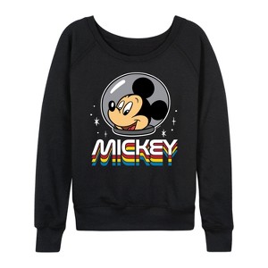 Women's - Disney - Mickey Portrait Retro Lightweight French Terry Wide Neck Long Sleeve Shirt - 1 of 4