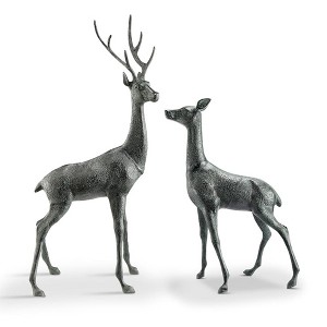 SPI Home Woodland Watchers Garden Sculptures Pair – 47.5" Tall Metal Outdoor Statues with Rustic Finish, Nature-Inspired Design - 1 of 3