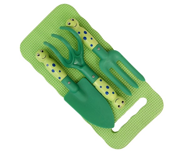 4pc Kids Gardening Tool Set w/ Kneel Pad - Green - Ray Padula