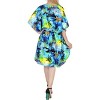 LA LEELA Women's House Daily Routine Evening Wear Vacation Holiday Casual Dailywear Loungewear Relaxed Fit Caftan Mini Casual Sundress 2X-3X Blue Tree - 3 of 3