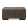 Signature Design by Ashley Maderla Faux Leather Tufted Ottoman, Walnut Brown - 3 of 4