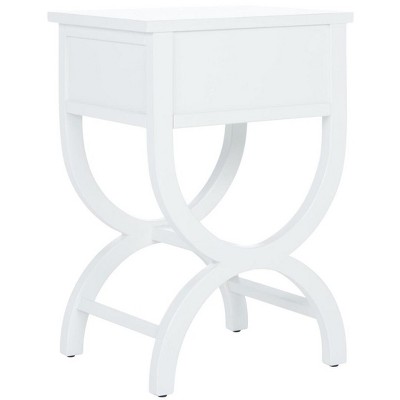 Dalat White Poplar Wood Night Table with Zinc Knob and Storage