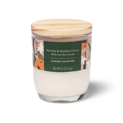 100% Soy Wax Candle Vanilla & Mulled Citrus - 5.5oz - Everspring™