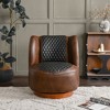KINWELL Two-Tone Tufted Leather Swivel Chair, 29" W Top-Grain Genuine Leather Upholstered Accent Chair - 2 of 4