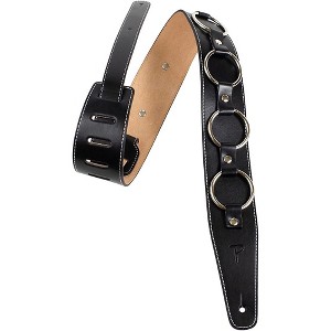 Perri's Metal Hoops Leather Guitar Strap Black 2.5 in. - 1 of 2